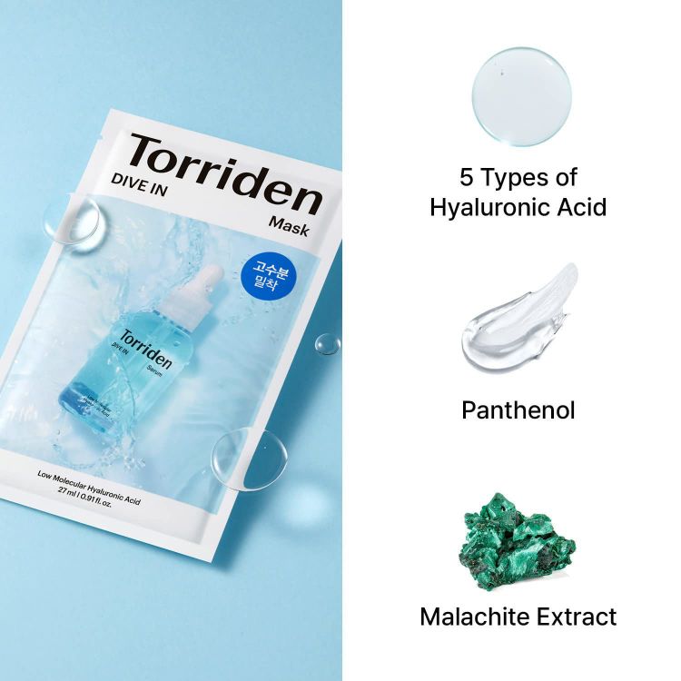 صورة Torriden Dive-in Low Molecular Hyaluronic Acid Mask Pack 27ml*10ea